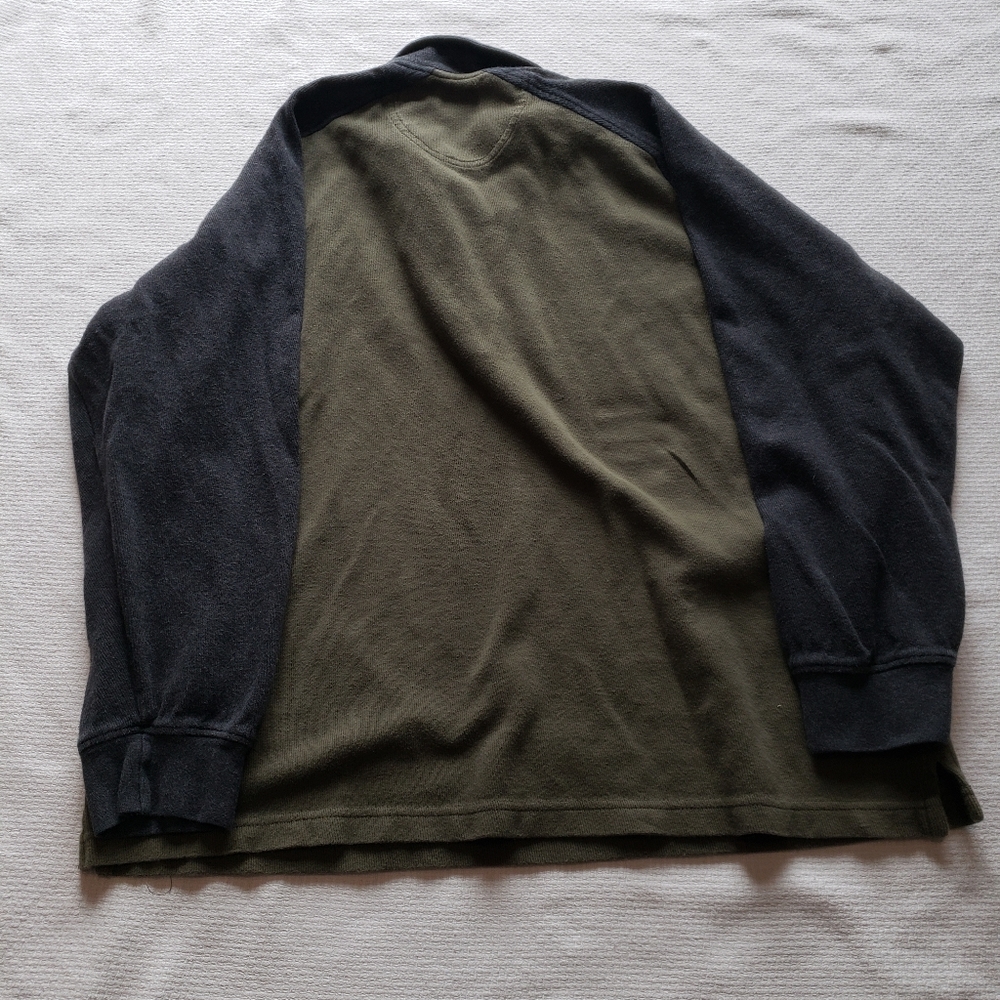 Izod Quarter Zip Long Sleeve Pullover, Grey & Olive Green, Men's XL - Picture 3 of 9